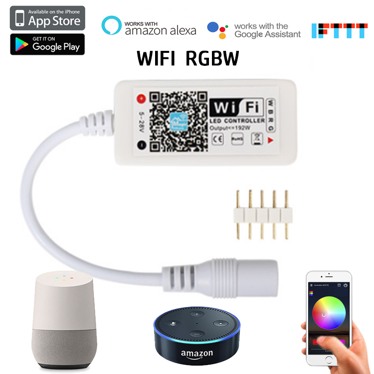 Magic Home Pro APP DC5-28V WIFI RGBW LED Pixel Remote Smart Controller Works with Amazon Alexa, Google Assistant home, AliGenie, and IFTTT device, Suitable for Single Color/RGB/RGBW LED Strip Lights
